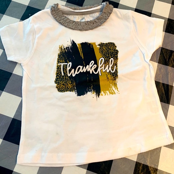 Rabbit Skins Other - Gold Leopard Thankful Ruffle Shirt sizes 2-5/6